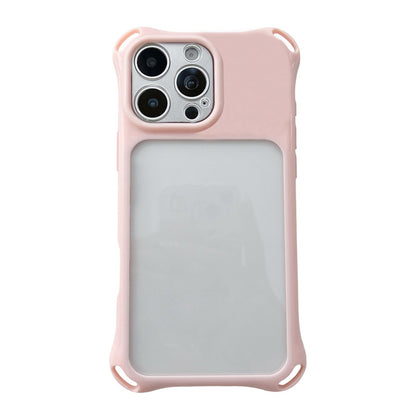 For iPhone 15 Pro Max Four-corners Lanyard Holes Acrylic Hybrid TPU  Phone Case - Light Pink - EDA010222709C