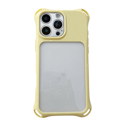 For iPhone 15 Pro Max Four-corners Lanyard Holes Acrylic Hybrid TPU  Phone Case - Yellow - EDA010222709E