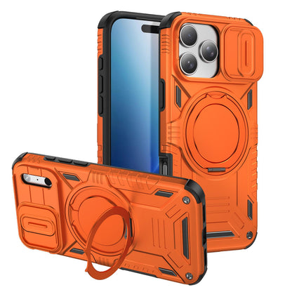 For iPhone 18 Pro Sliding Camshield Magnetic Rotation Holder Phone Case - Orange - EDA010223101A