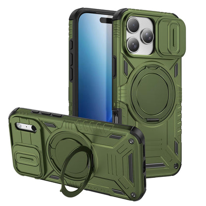 For iPhone 17 Pro Max Sliding Camshield Magnetic Rotation Holder Phone Case - Green - EDA010223103C