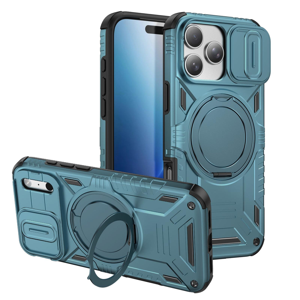 For iPhone 17 Pro Sliding Camshield Magnetic Rotation Holder Phone Case - Light Blue - EDA010223104D