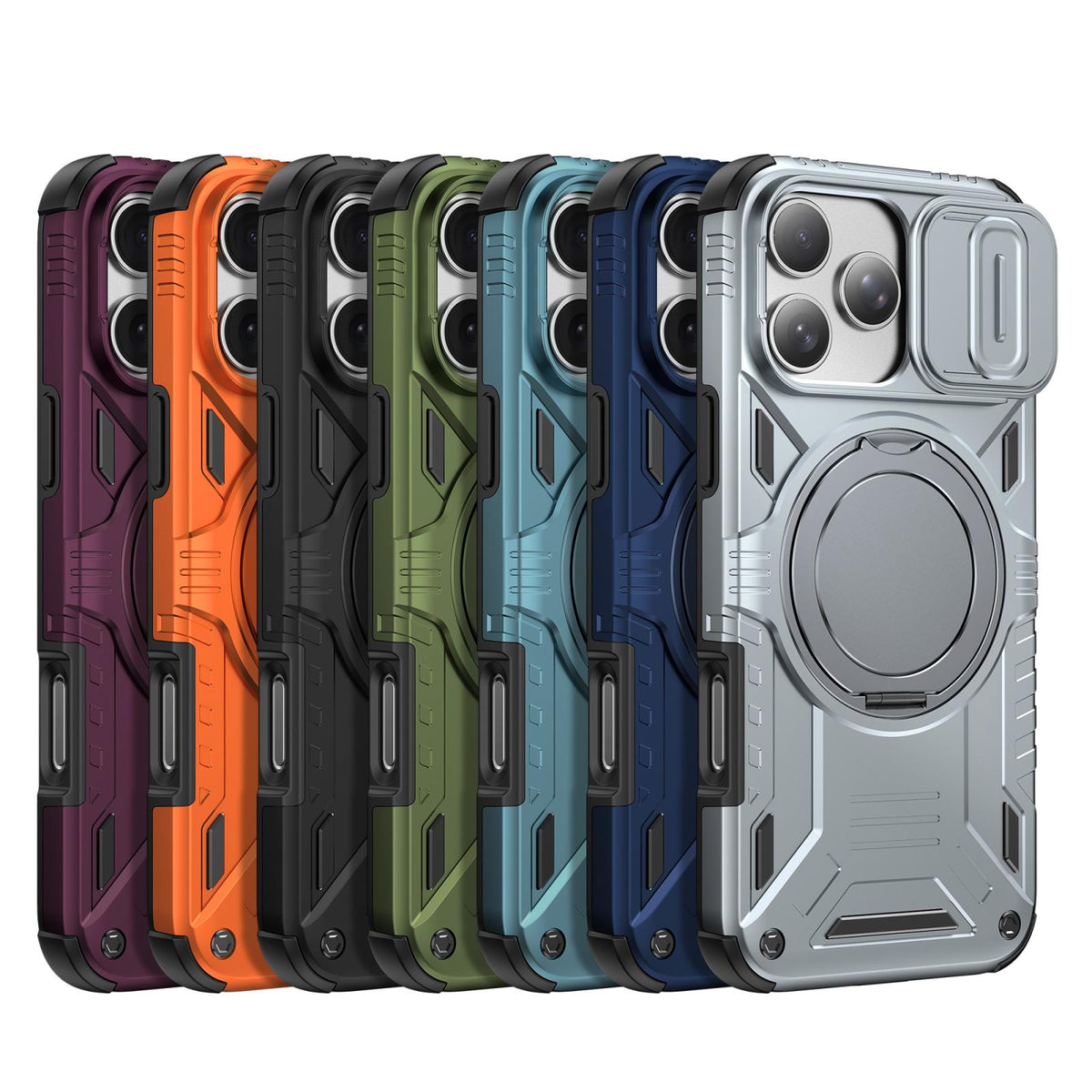 For iPhone 18 Pro Sliding Camshield Magnetic Rotation Holder Phone Case - Green - EDA010223101C