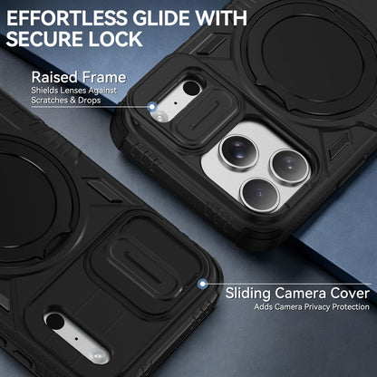 For iPhone 17 Pro Max Sliding Camshield Magnetic Rotation Holder Phone Case - Green - EDA010223103C