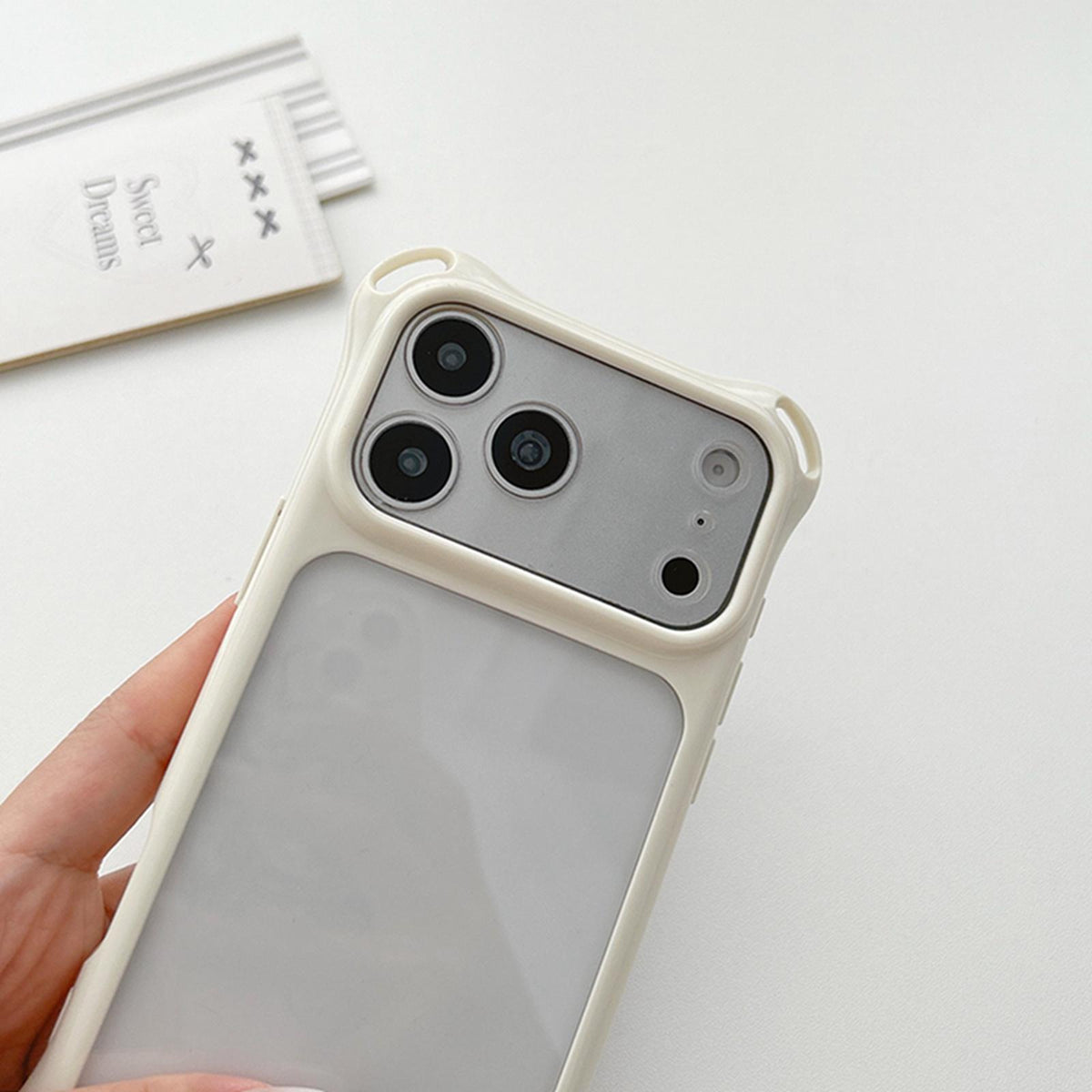 For iPhone 16 Four-corners Lanyard Holes Acrylic Hybrid TPU Phone Case with Hand Strap - Lemon Green - EDA010223408F