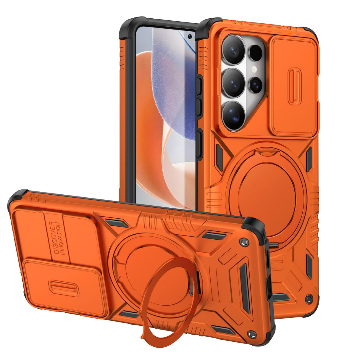 For Galaxy S26 Ultra 5G Sliding Camshield Magnetic Rotation Holder Phone Case - Orange - EDA010223701A