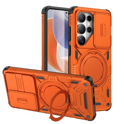 For Galaxy S26 Ultra 5G Sliding Camshield Magnetic Rotation Holder Phone Case - Orange - EDA010223701A