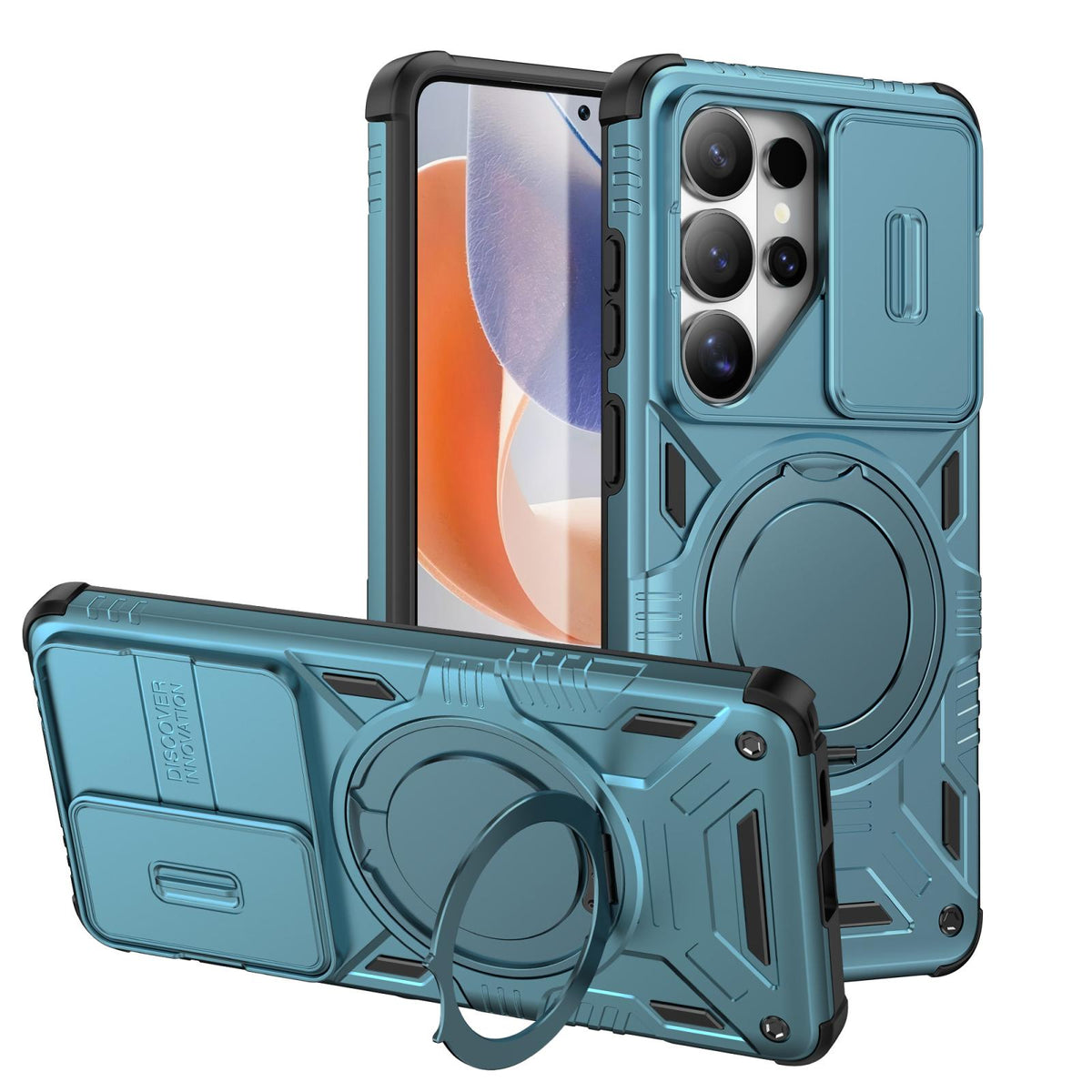For Galaxy S26 Ultra 5G Sliding Camshield Magnetic Rotation Holder Phone Case - Light Blue - EDA010223701D