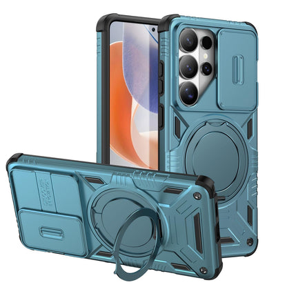 For Galaxy S26 Ultra 5G Sliding Camshield Magnetic Rotation Holder Phone Case - Light Blue - EDA010223701D