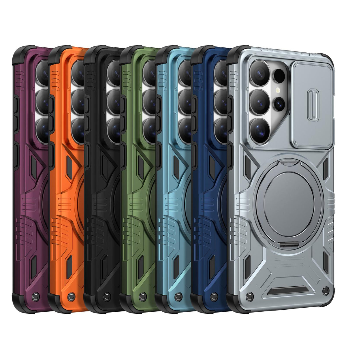 For Galaxy S26 Ultra 5G Sliding Camshield Magnetic Rotation Holder Phone Case - Orange - EDA010223701A