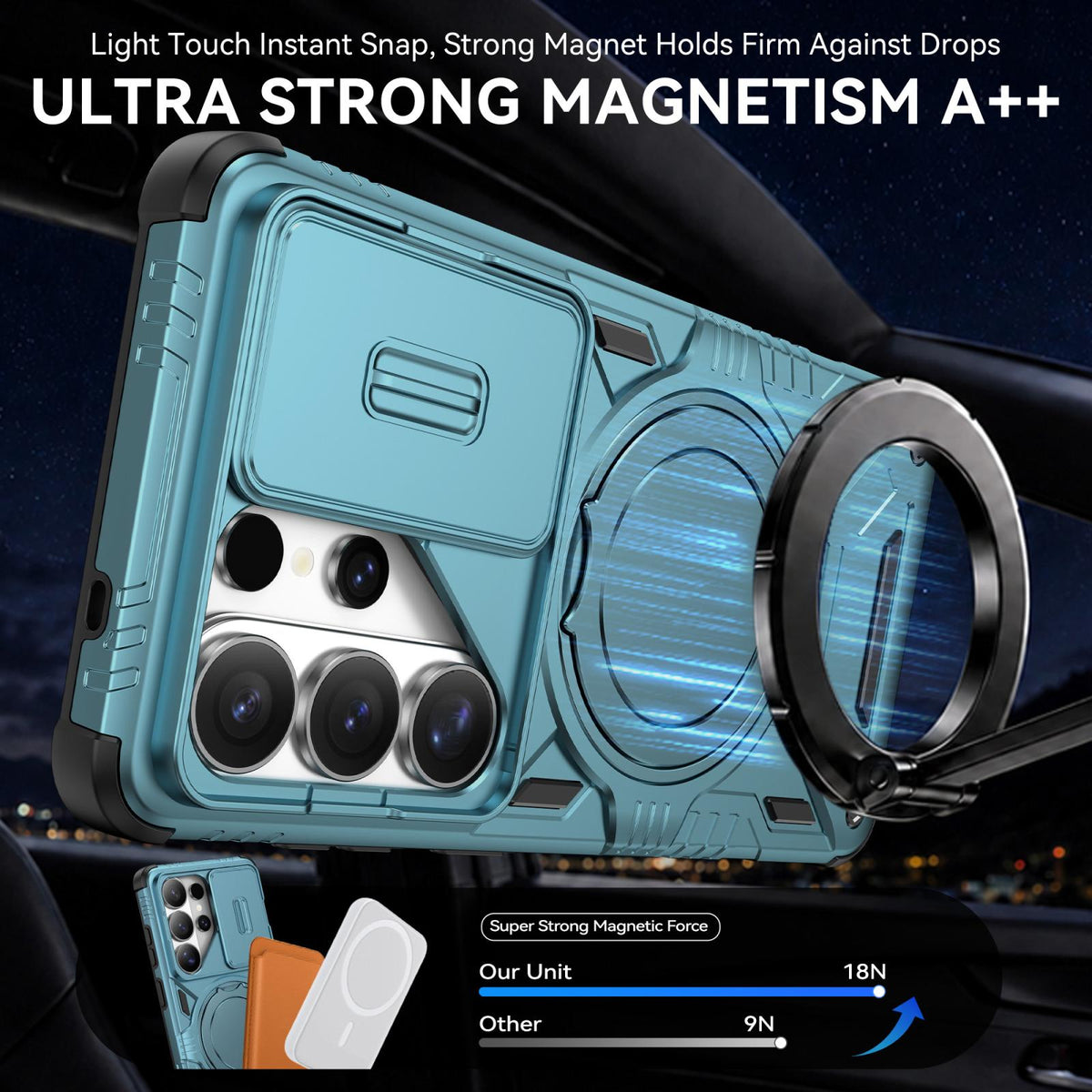 For Galaxy S26 Ultra 5G Sliding Camshield Magnetic Rotation Holder Phone Case - Orange - EDA010223701A