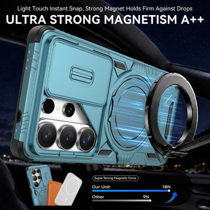 For Galaxy S26 Ultra 5G Sliding Camshield Magnetic Rotation Holder Phone Case - Orange - EDA010223701A
