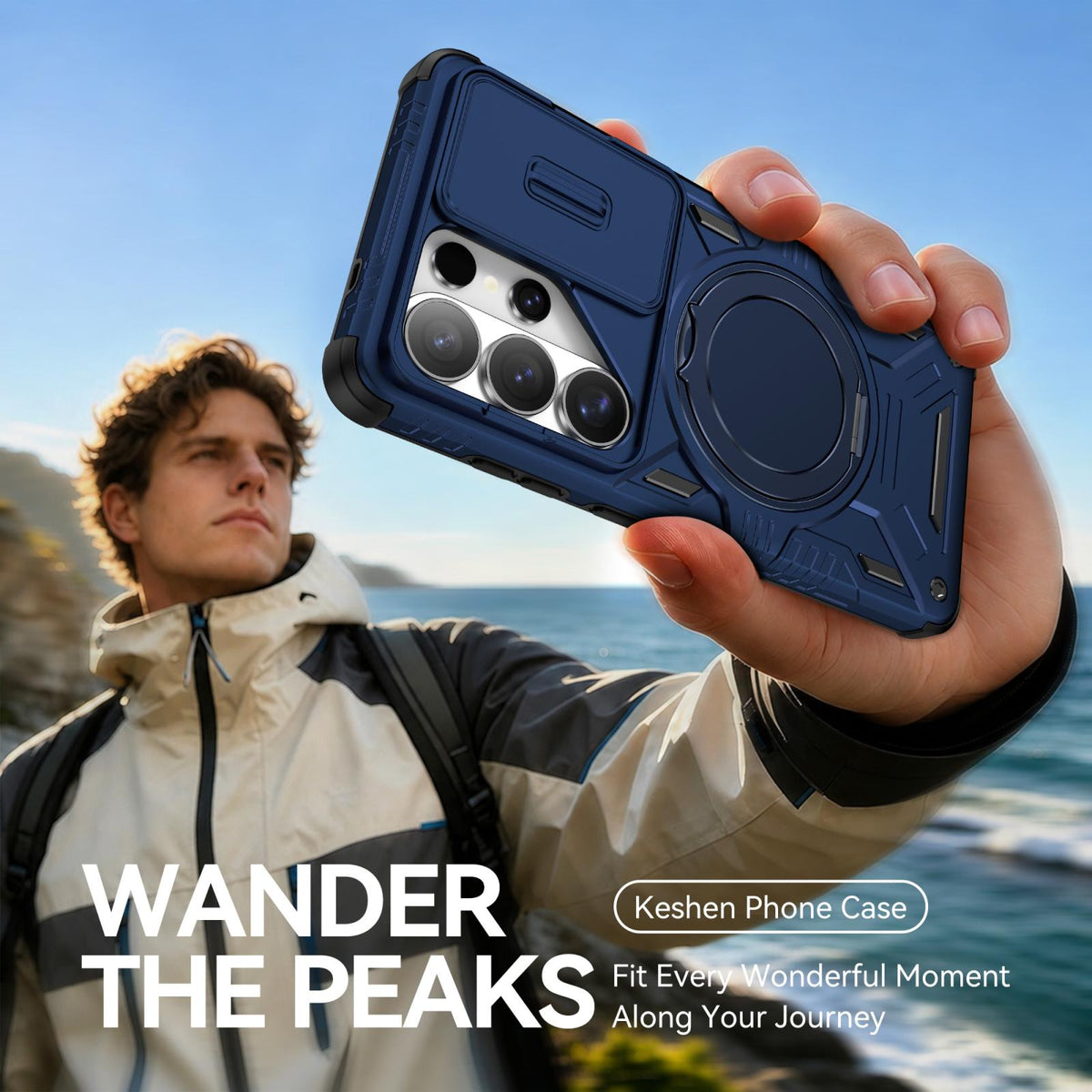 For Galaxy S26 Ultra 5G Sliding Camshield Magnetic Rotation Holder Phone Case - Orange - EDA010223701A