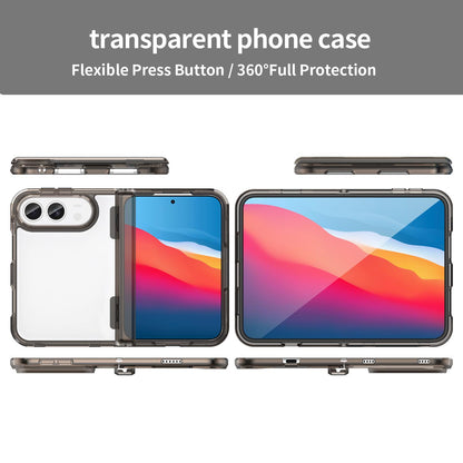 For iPhone Duo PC Hybrid TPU Airbag Folding Center Axis Phone Case - Transparent Black - EDA010226101A
