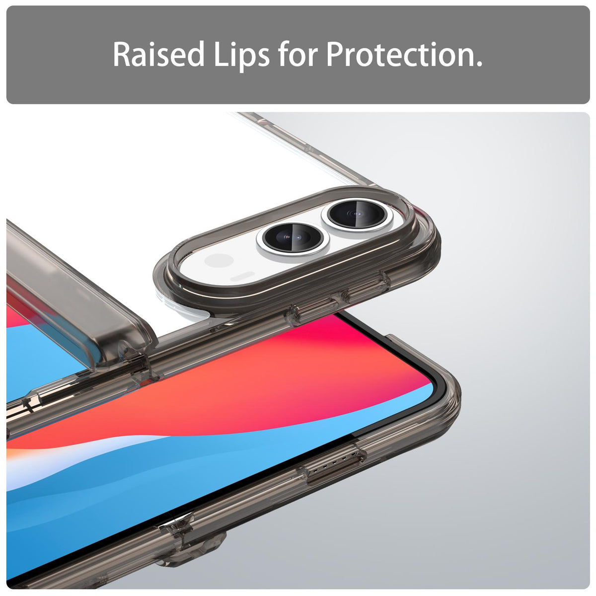 For iPhone Duo PC Hybrid TPU Airbag Folding Center Axis Phone Case - Transparent Black - EDA010226101A