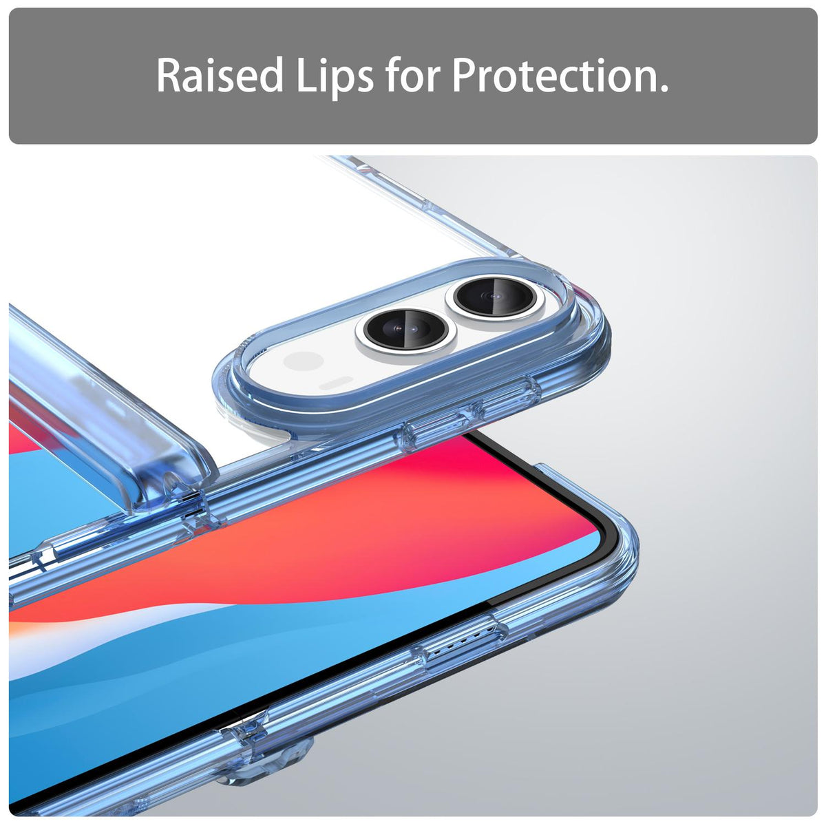 For iPhone Duo PC Hybrid TPU Airbag Folding Center Axis Phone Case - Transparent Blue - EDA010226101B