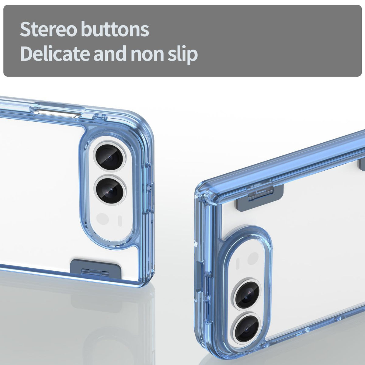 For iPhone Duo PC Hybrid TPU Airbag Folding Center Axis Phone Case - Transparent Blue - EDA010226101B