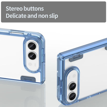 For iPhone Duo PC Hybrid TPU Airbag Folding Center Axis Phone Case - Transparent Blue - EDA010226101B