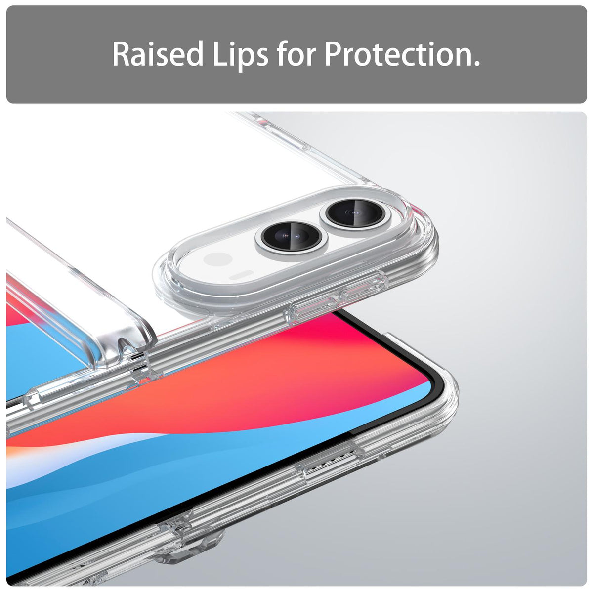 For iPhone Duo PC Hybrid TPU Airbag Folding Center Axis Phone Case - Transparent - EDA010226101C