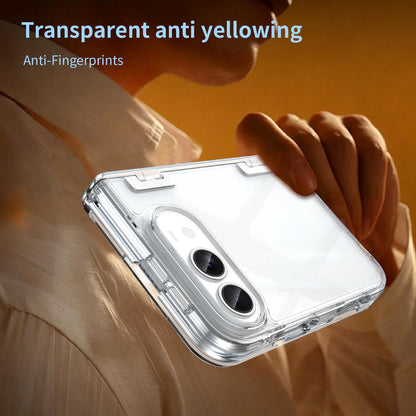 For iPhone Duo PC Hybrid TPU Airbag Folding Center Axis Phone Case - Transparent - EDA010226101C