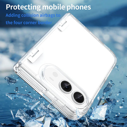 For iPhone Duo PC Hybrid TPU Airbag Folding Center Axis Phone Case - Transparent - EDA010226101C