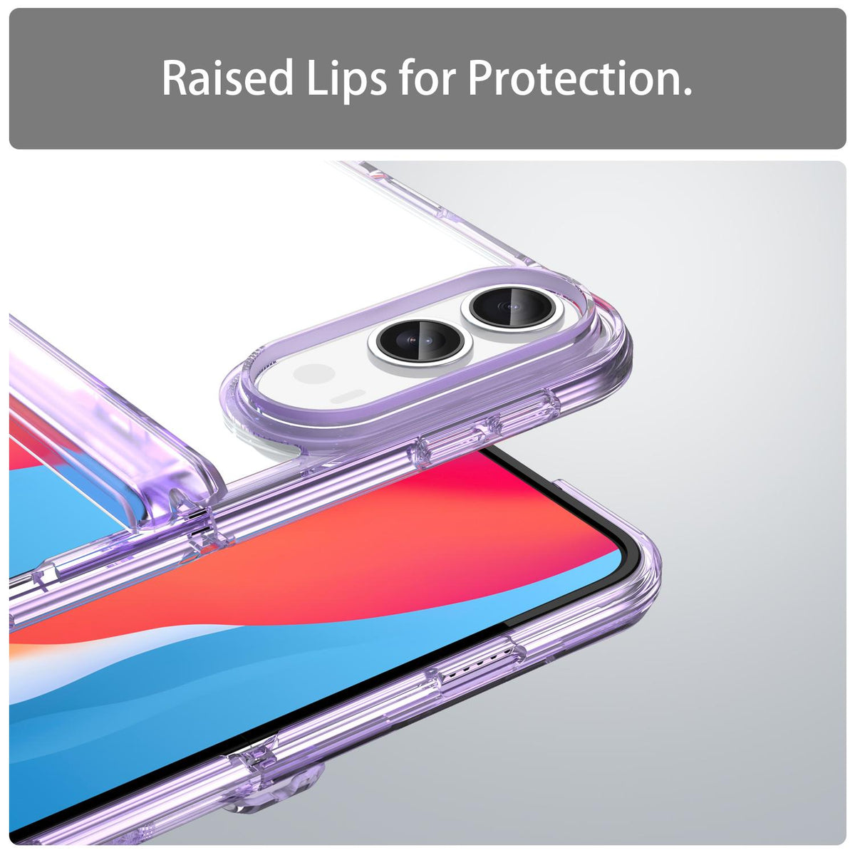 For iPhone Duo PC Hybrid TPU Airbag Folding Center Axis Phone Case - Transparent Purple - EDA010226101D