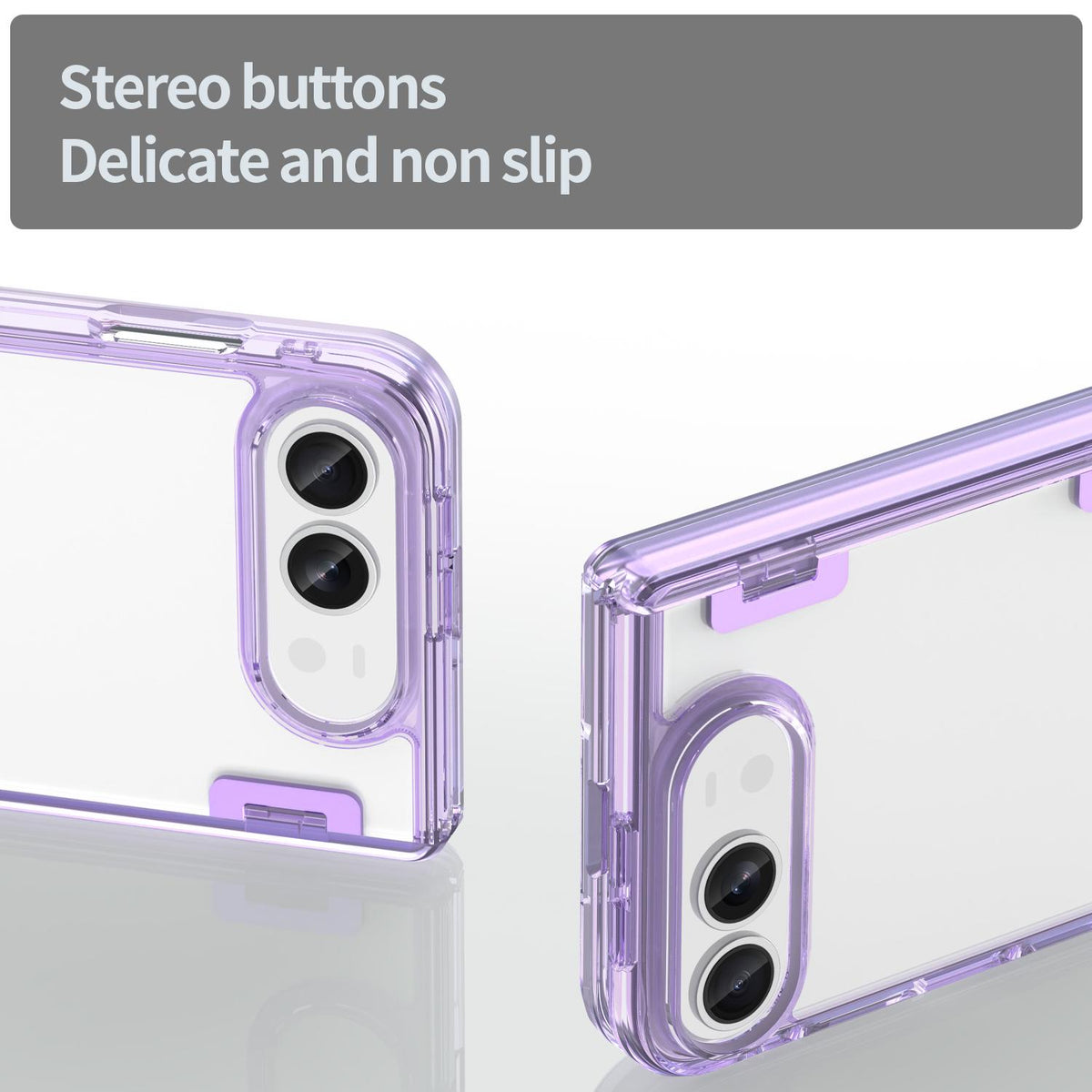 For iPhone Duo PC Hybrid TPU Airbag Folding Center Axis Phone Case - Transparent Purple - EDA010226101D