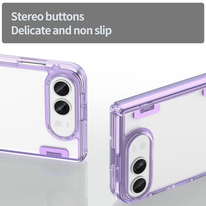 For iPhone Duo PC Hybrid TPU Airbag Folding Center Axis Phone Case - Transparent Purple - EDA010226101D