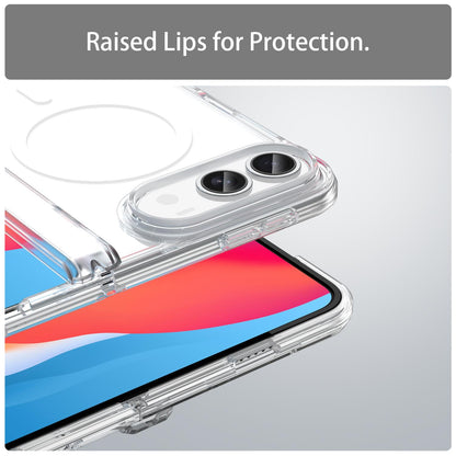 For iPhone Duo PC Hybrid TPU Airbag Folding Center Axis Magnetic Phone Case - Transparent - EDA010226301C