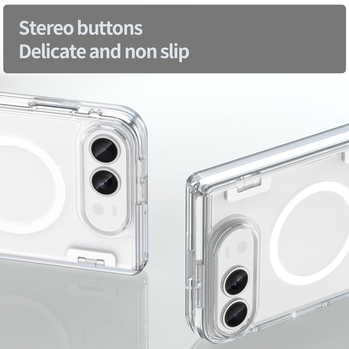 For iPhone Duo PC Hybrid TPU Airbag Folding Center Axis Magnetic Phone Case - Transparent - EDA010226301C
