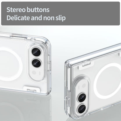 For iPhone Duo PC Hybrid TPU Airbag Folding Center Axis Magnetic Phone Case - Transparent - EDA010226301C