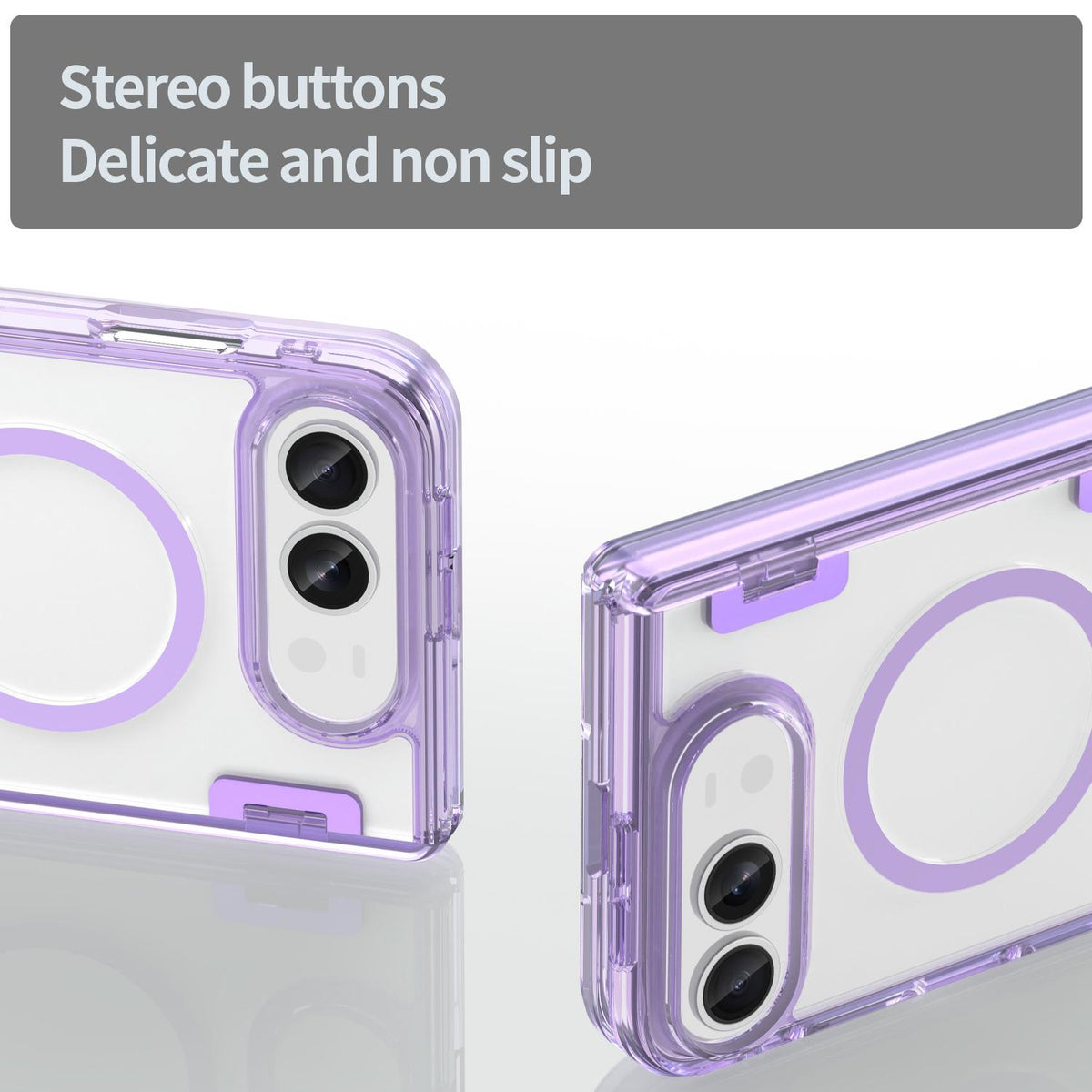 For iPhone Duo PC Hybrid TPU Airbag Folding Center Axis Magnetic Phone Case - Transparent Purple - EDA010226301D