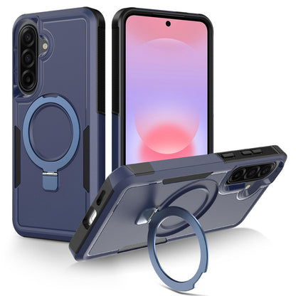 For Galaxy A37 5G Shockproof Protective TPU Hybrid PC Ring Holder Magnetic Phone Case - Blue - EDA010227802A