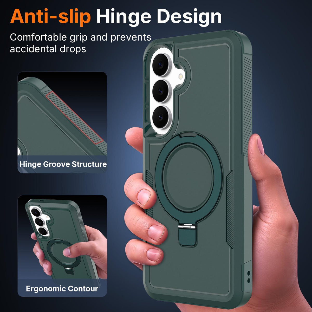 For Galaxy A37 5G Shockproof Protective TPU Hybrid PC Ring Holder Magnetic Phone Case - Blue - EDA010227802A