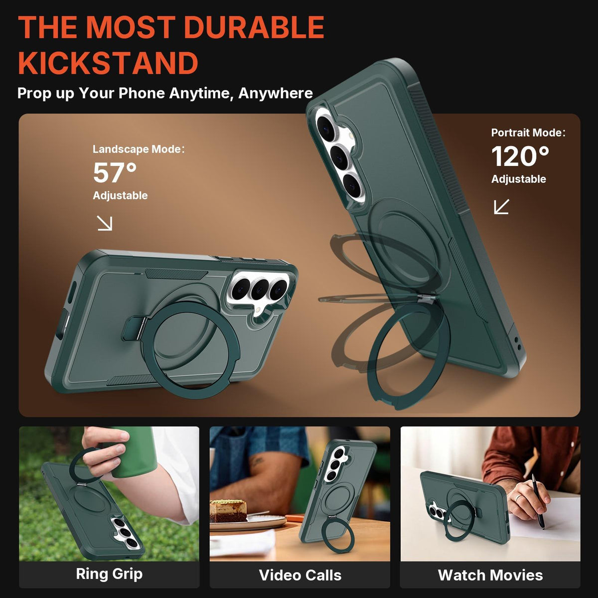 For Galaxy A37 5G Shockproof Protective TPU Hybrid PC Ring Holder Magnetic Phone Case - Blue - EDA010227802A
