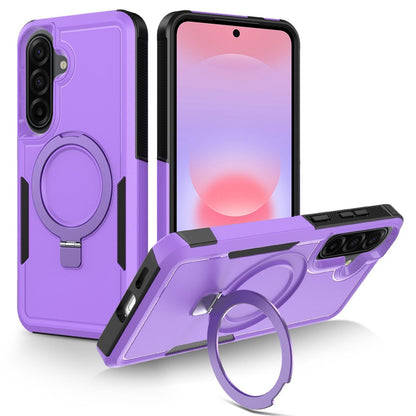 For Galaxy A37 5G Shockproof Protective TPU Hybrid PC Ring Holder Magnetic Phone Case - Purple - EDA010227802C