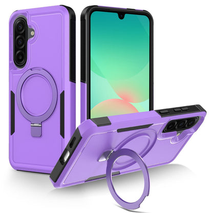 For Galaxy A26 5G Shockproof Protective TPU Hybrid PC Ring Holder Magnetic Phone Case - Purple - EDA010227806C