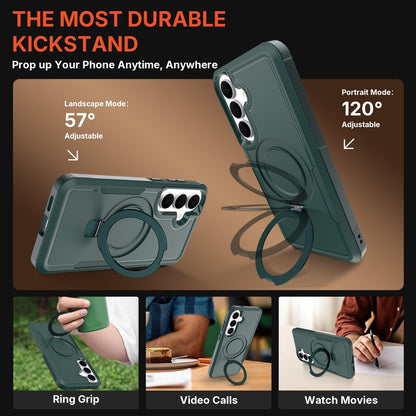 For Galaxy A26 5G Shockproof Protective TPU Hybrid PC Ring Holder Magnetic Phone Case - Purple - EDA010227806C