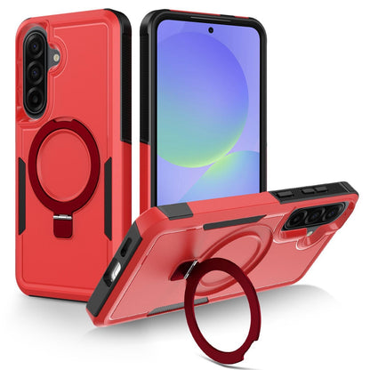 For Galaxy A36 5G Shockproof Protective TPU Hybrid PC Ring Holder Magnetic Phone Case - Red - EDA010227807B