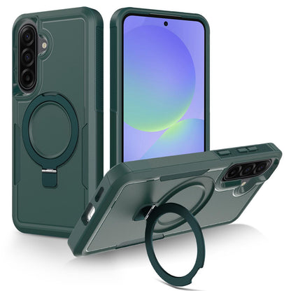 For Galaxy A36 5G Shockproof Protective TPU Hybrid PC Ring Holder Magnetic Phone Case - Green - EDA010227807E
