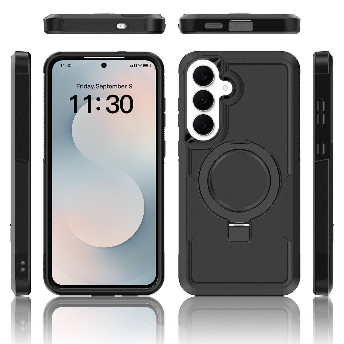 For Galaxy A36 5G Shockproof Protective TPU Hybrid PC Ring Holder Magnetic Phone Case - Green - EDA010227807E