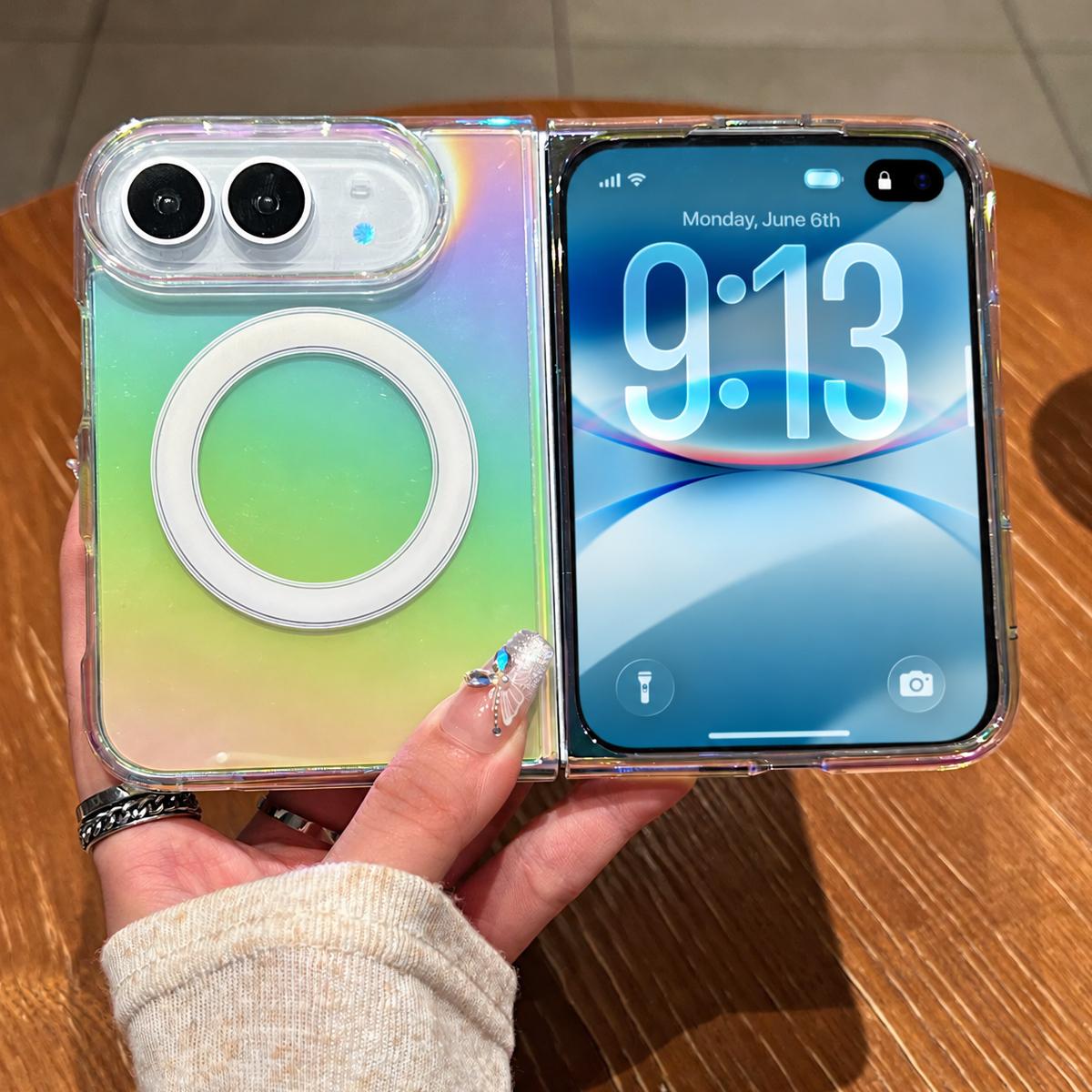 For iPhone Duo Gradient Color MagSafe Airbag Full Coverage Phone Case - Rainbow - EDA010230601A