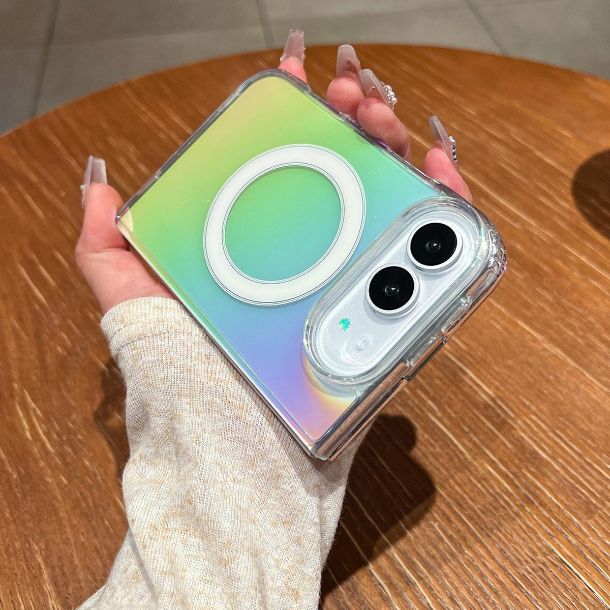 For iPhone Duo Gradient Color MagSafe Airbag Full Coverage Phone Case - Rainbow - EDA010230601A