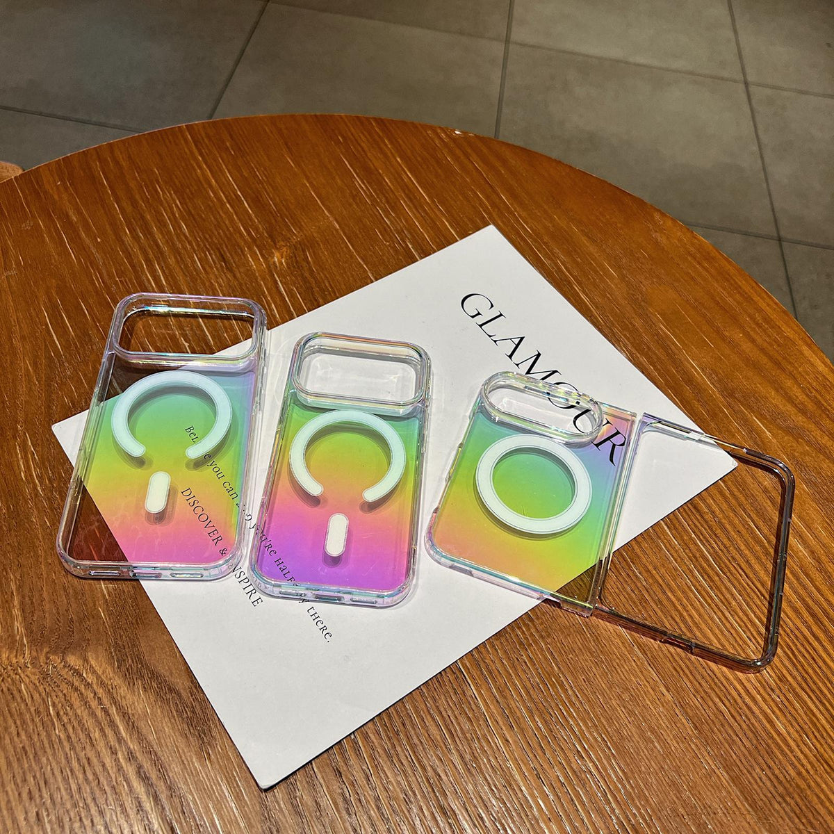 For iPhone Duo Gradient Color MagSafe Airbag Full Coverage Phone Case - Rainbow - EDA010230601A