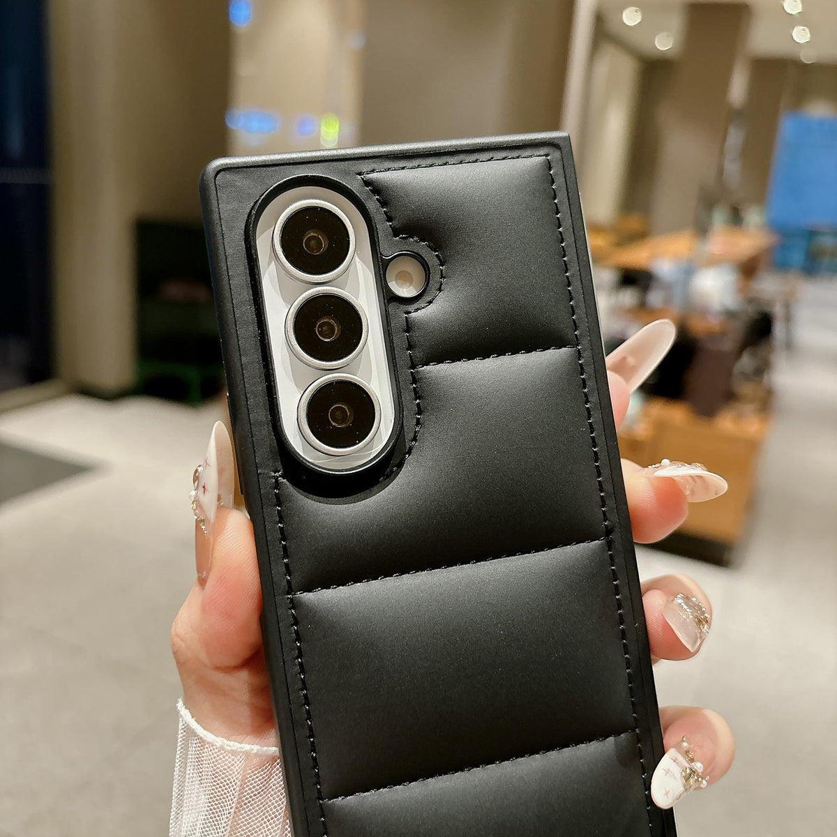 For Galaxy Z Fold8 Ultra 5G Cotton Filling Down Jacket Folding Phone Case - Black - EDA010230902A
