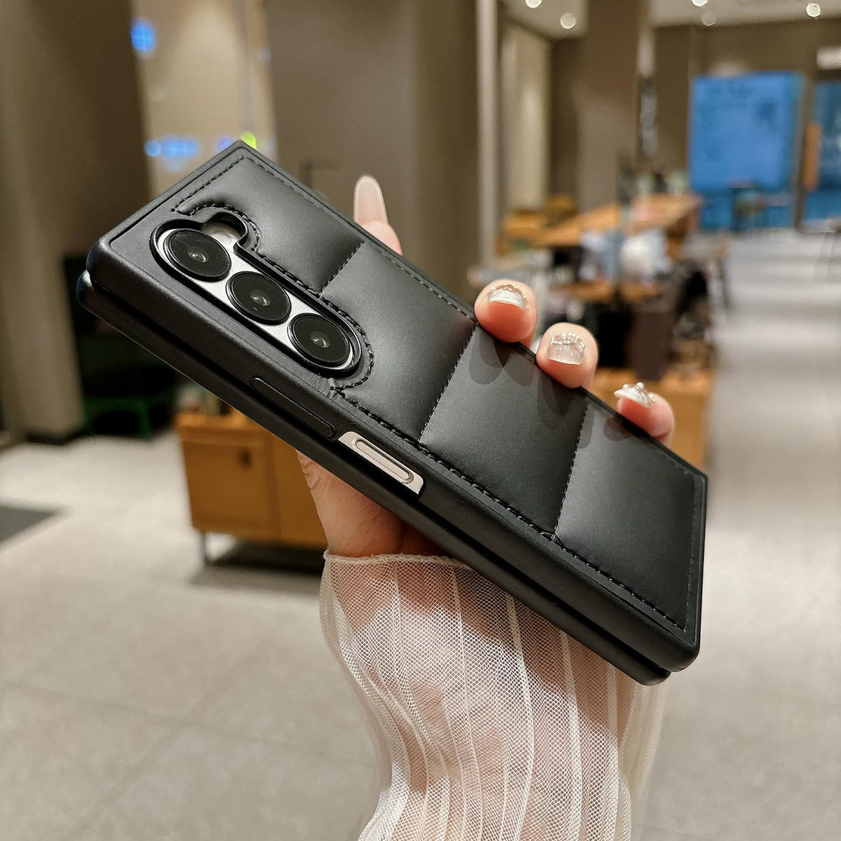 For Galaxy Z Fold8 Ultra 5G Cotton Filling Down Jacket Folding Phone Case - Black - EDA010230902A