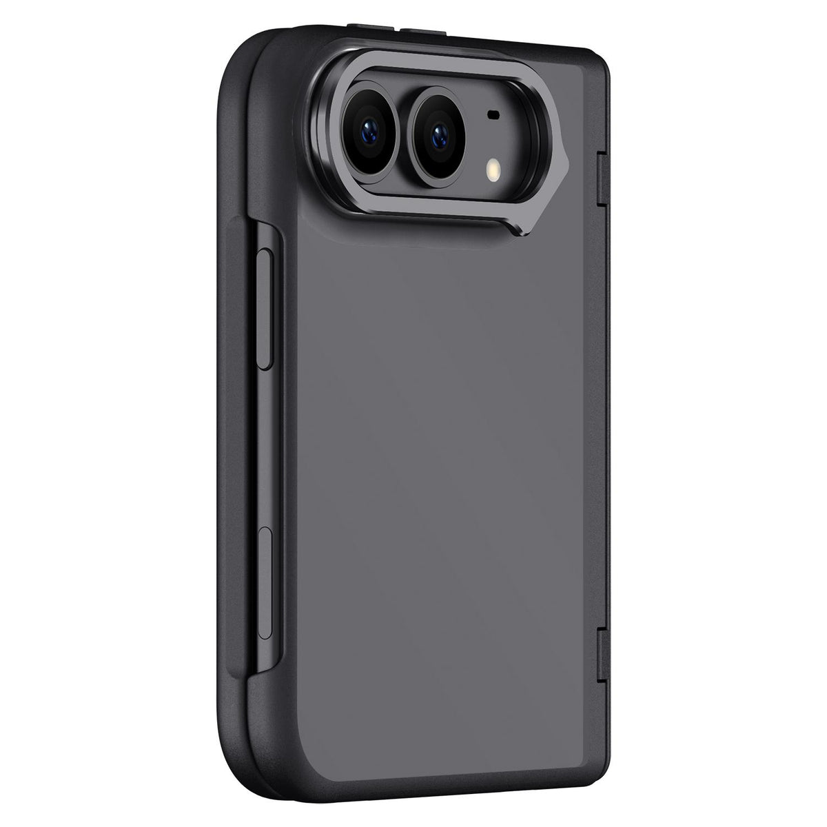 For iPhone Duo Shield Armor Series Integrated HD Film Matte Frosted Full Coverage Phone Case with Lens Holder - Black - EDA010231201A