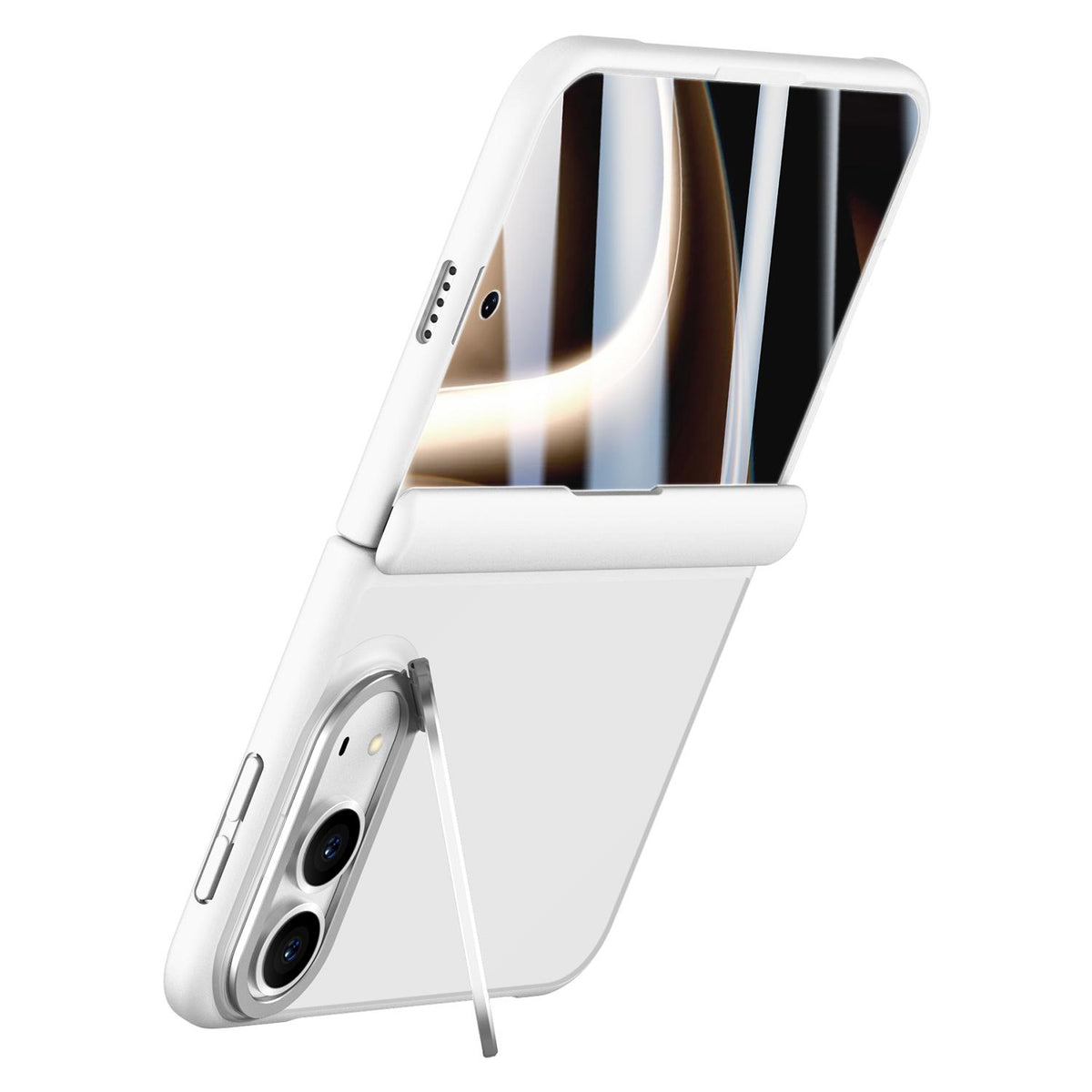 For iPhone Duo Shield Armor Series Integrated HD Film Matte Frosted Full Coverage Phone Case with Lens Holder - White - EDA010231201C