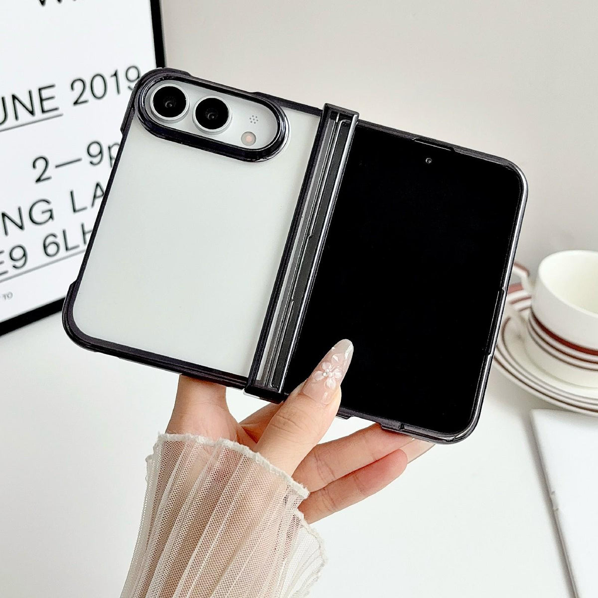 For iPhone Duo Three Parts 6D Electroplating PC Shockproof Phone Case - Black - EDA010231301D