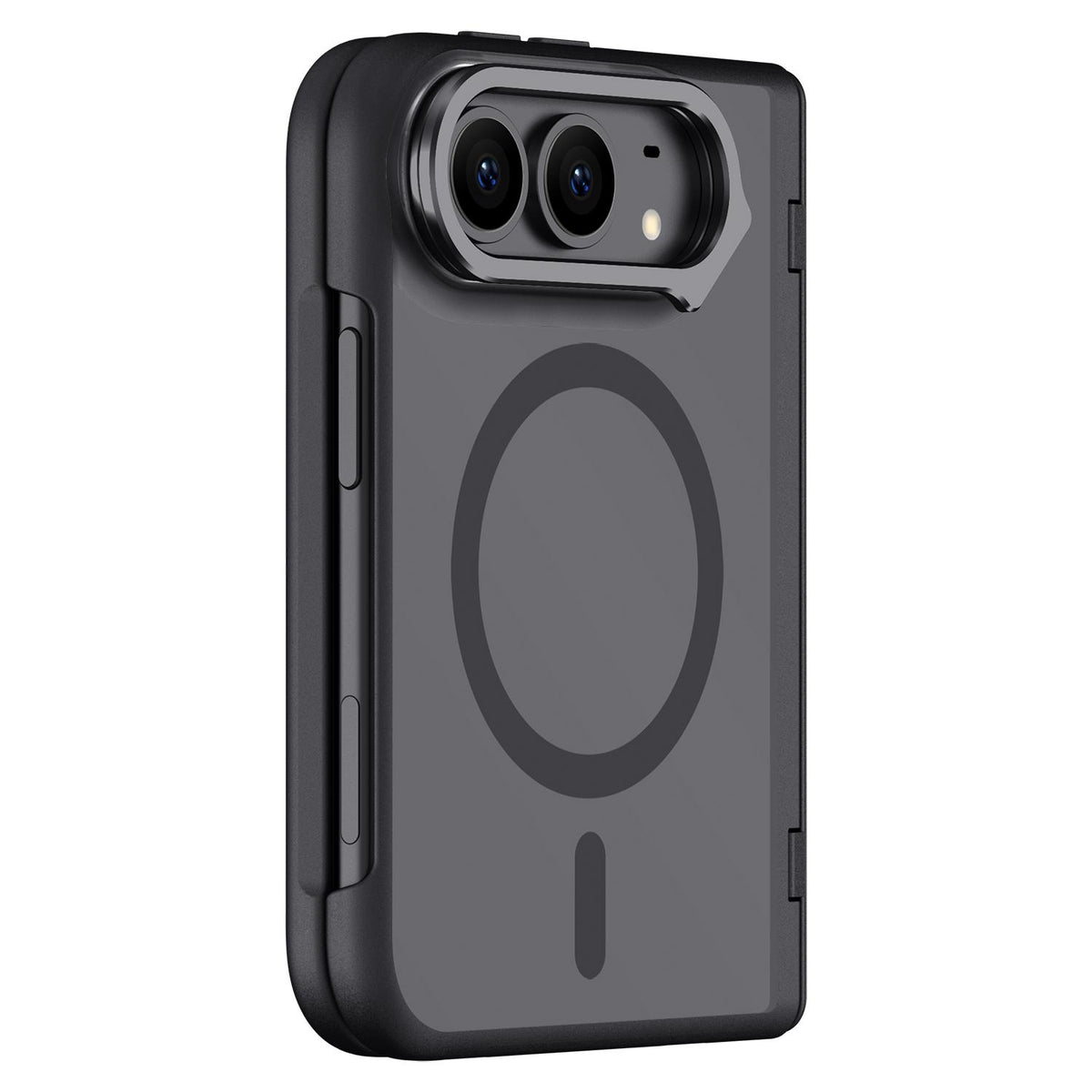 For iPhone Duo Shield Armor Series Integrated HD Film Matte Frosted Full Coverage Magnetic Phone Case with Lens Holder - Black - EDA010231901A