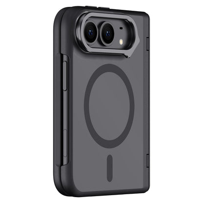 For iPhone Duo Shield Armor Series Integrated HD Film Matte Frosted Full Coverage Magnetic Phone Case with Lens Holder - Black - EDA010231901A
